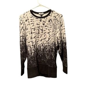Helmut Lang Digita Scarp Print Crewneck Sweatshirt in Black and White Small